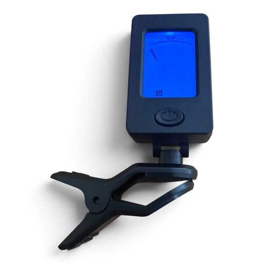 Beryl Essentials black clip-on guitar tuner-on
